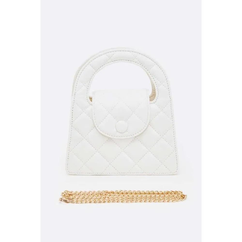 FASHNZFAB Top Handle Convertible Quilted Clutch Swing Bag