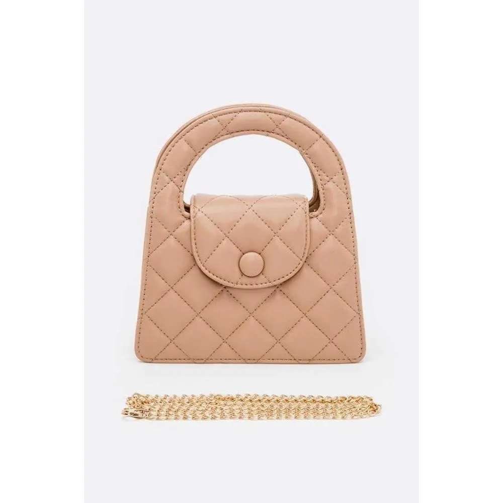 FASHNZFAB Top Handle Convertible Quilted Clutch Swing Bag
