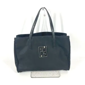 Fendi Leather Nylon Handbag Tote Bag (Pre-Owned)