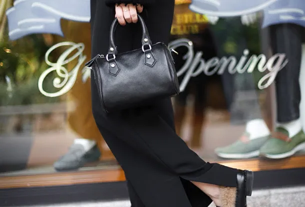 Genuine Leather Handbag Boston Bag Crossbody Bag Shoulder Bag Purse For Women