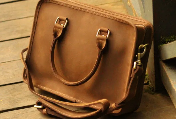 Genuine Leather Mens Briefcase Messenger Bag Laptop Bag Shoulder Bag for men