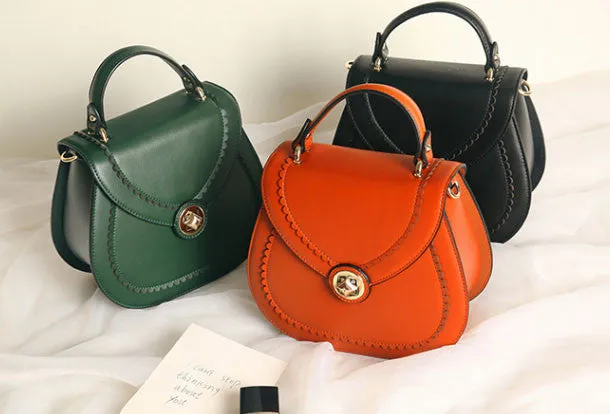 Genuine Leather round crossbodybag handbag shoulder bag for women leather bag