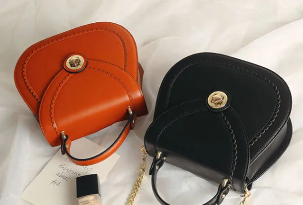 Genuine Leather round crossbodybag handbag shoulder bag for women leather bag