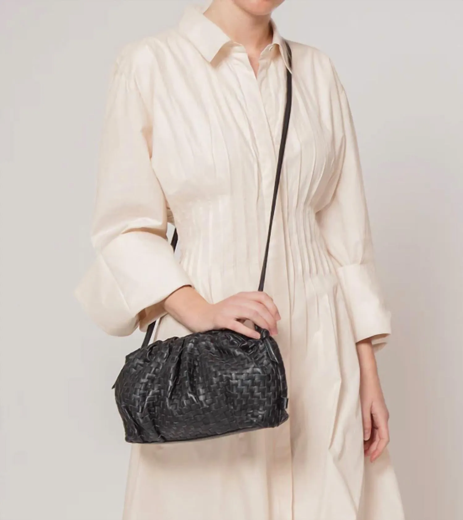 Gigi Woven Crossbody Bag In Black