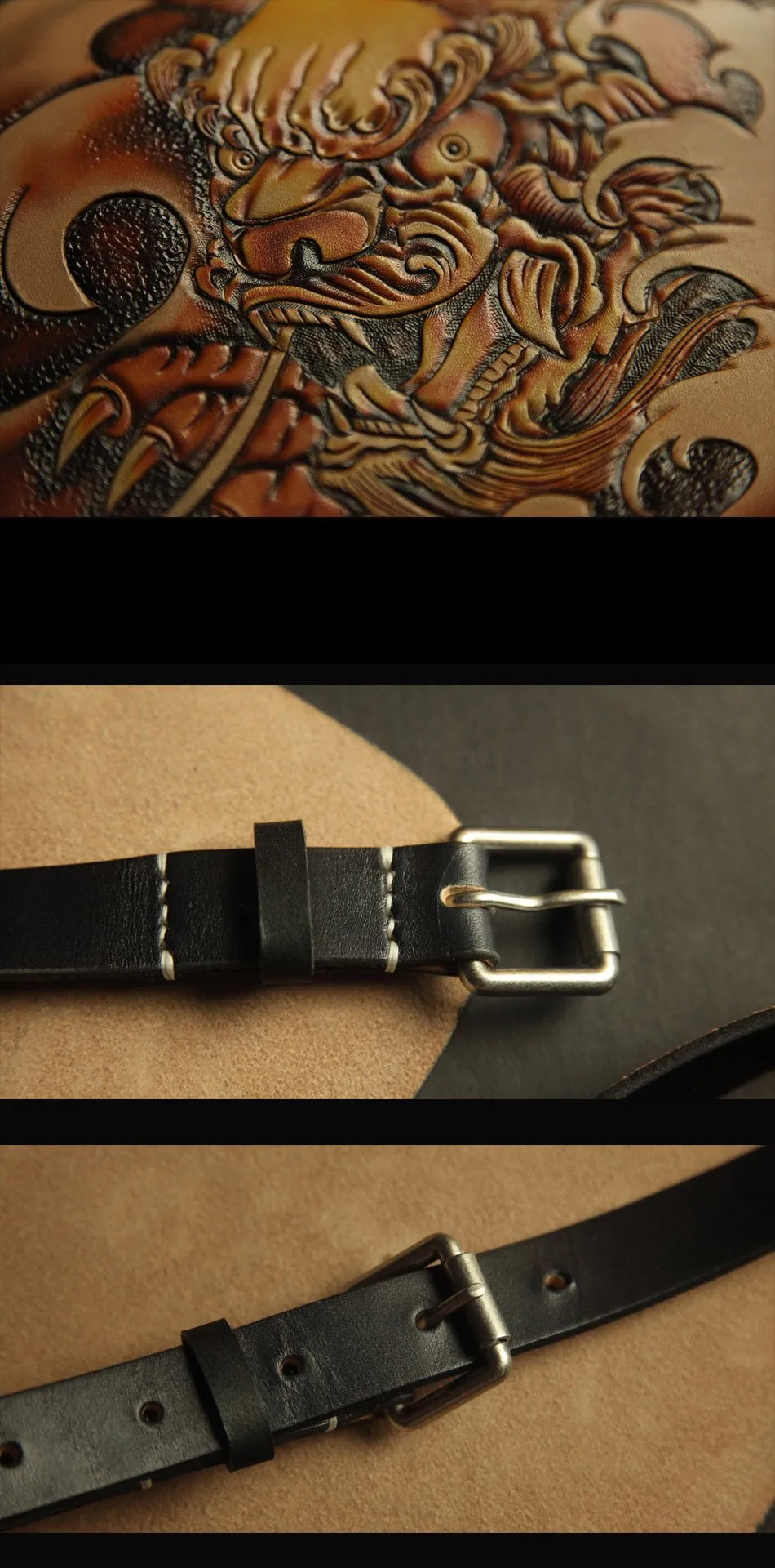 Handmade Black Tooled Indian Chief Skull Leather Courier Bag Messenger Bag For Men