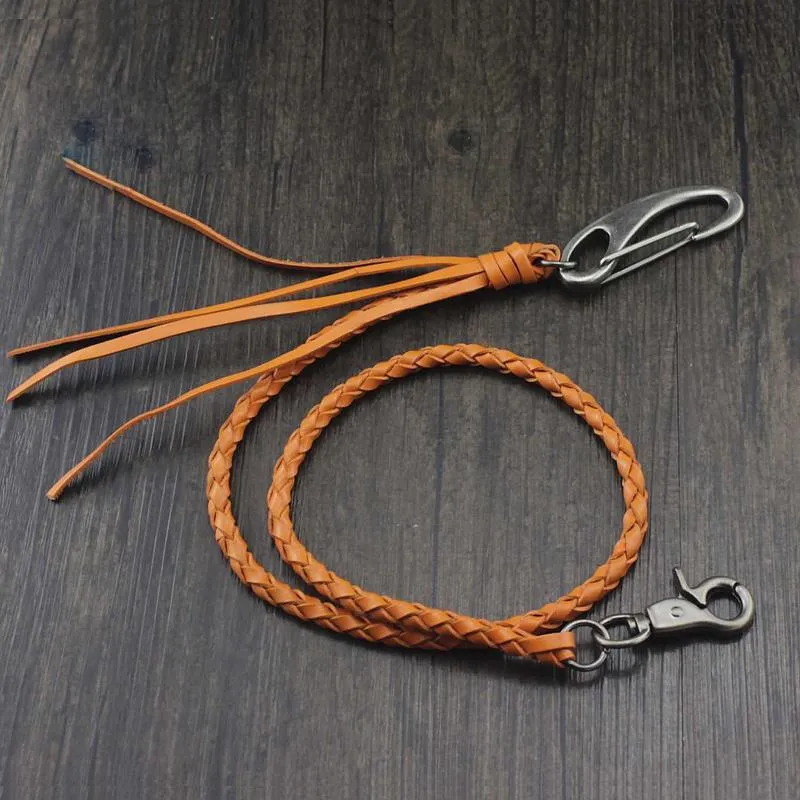 Handmade Braided Leather Punk Rock Cool Wallets Chain Biker Trucker Wallets Chain Trucker Wallet Chain for Men