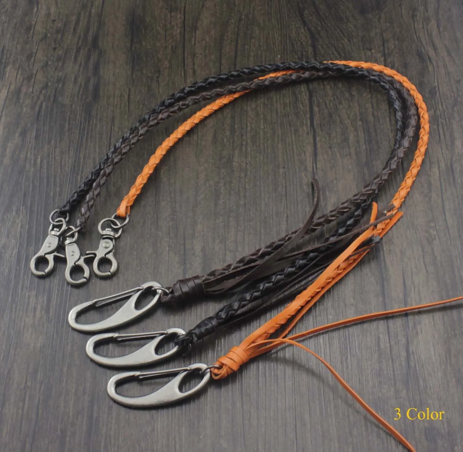 Handmade Braided Leather Punk Rock Cool Wallets Chain Biker Trucker Wallets Chain Trucker Wallet Chain for Men