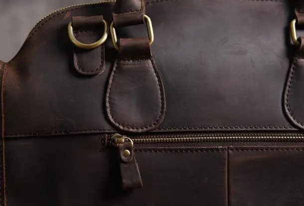 Handmade Cool leather mens Shoulder Briefcases vintage laptop Briefcase Business Briefcase