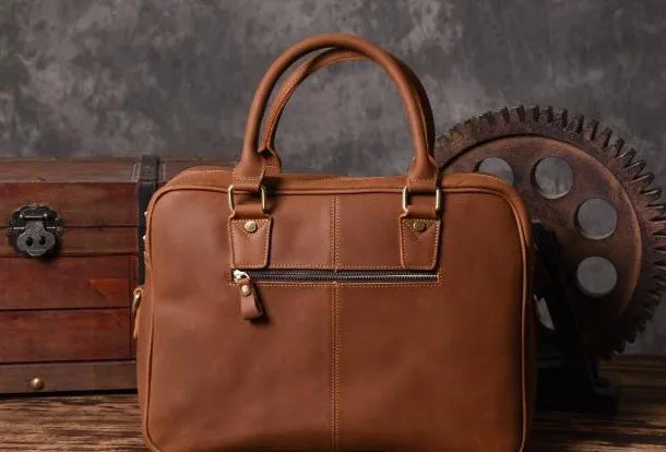 Handmade leather men Briefcase messenger vintage shoulder laptop bag vintage bag