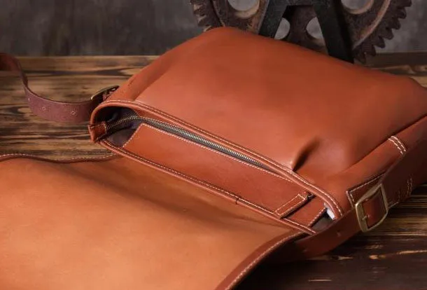 Handmade leather men Briefcase messenger vintage shoulder laptop bag vintage bag