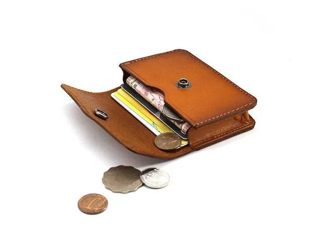 Handmade Leather Mens Change Wallet Card Wallet Front Pocket Wallets Small Wallets for Men