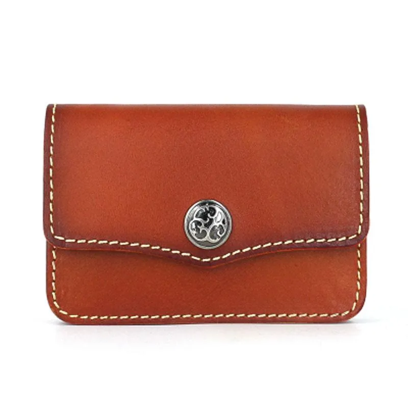 Handmade Leather Mens Change Wallet Card Wallet Front Pocket Wallets Small Wallets for Men