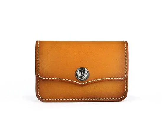 Handmade Leather Mens Change Wallet Card Wallet Front Pocket Wallets Small Wallets for Men