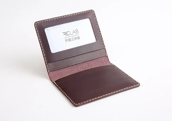 Handmade Leather Mens Slim License Wallet Front Pocket Wallet Slim Card Wallet for Men