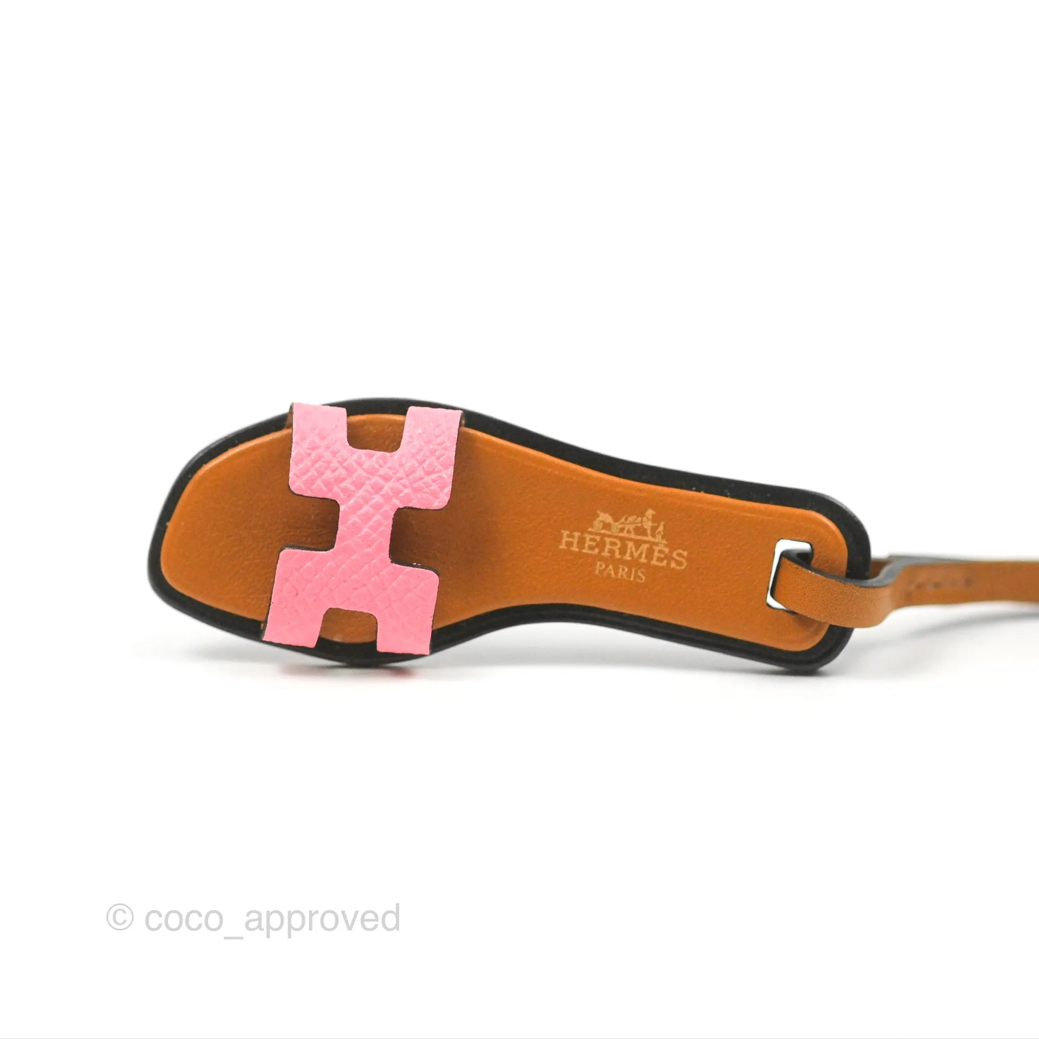 Hermes Oran Nano Charm Pink Epsom / Naturel Sable / Noir