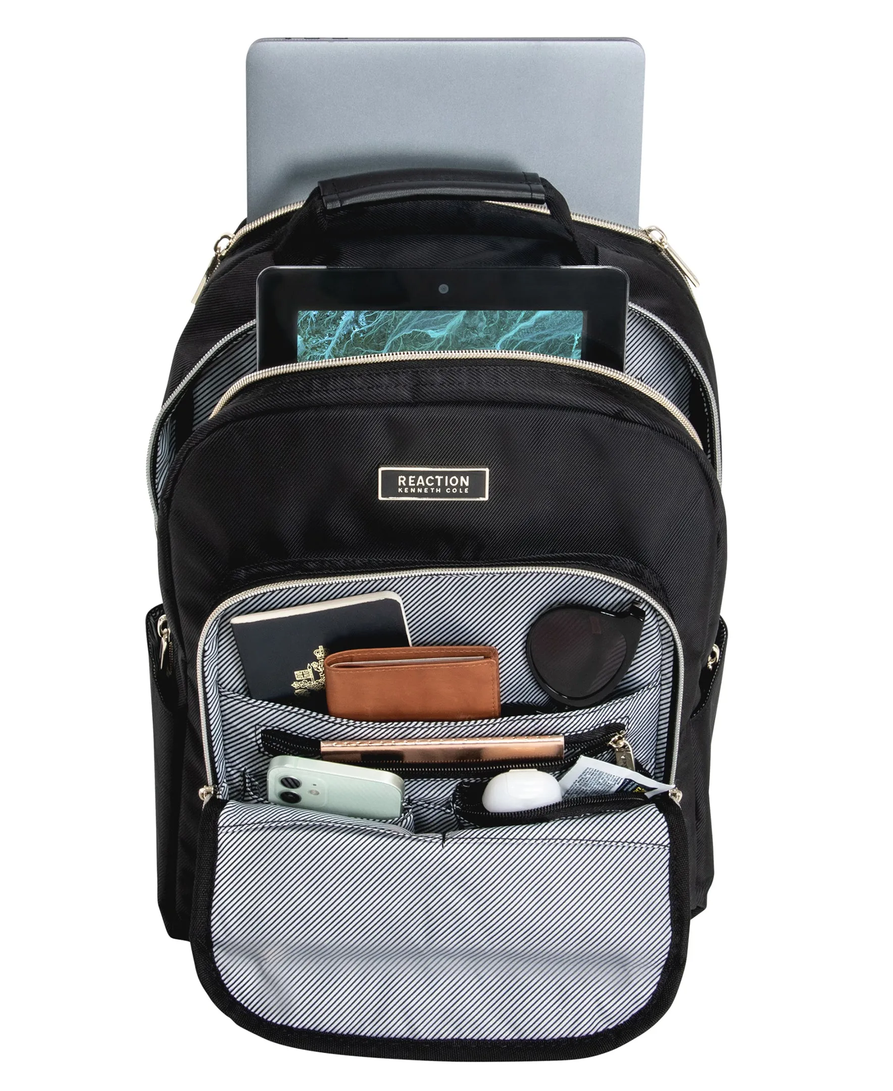 Kenneth Cole Reaction Women's Chelsea Chevron Softside 8-Wheel Expandable Luggage & Chelsea Backpack 2-Piece Bundle (20" Carry-On & Backpack)