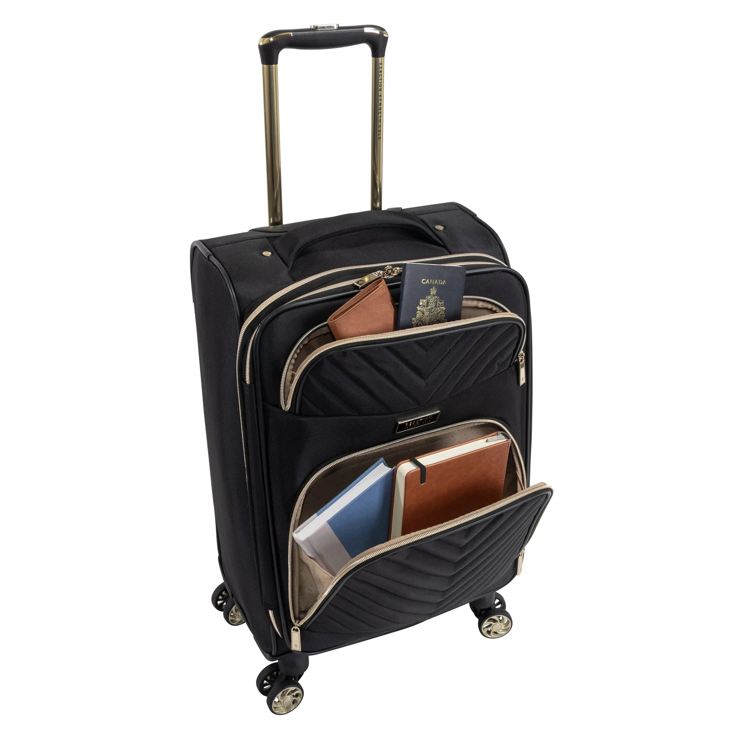 Kenneth Cole Reaction Women's Chelsea Chevron Softside 8-Wheel Spinner Expandable 28" Checked Luggage