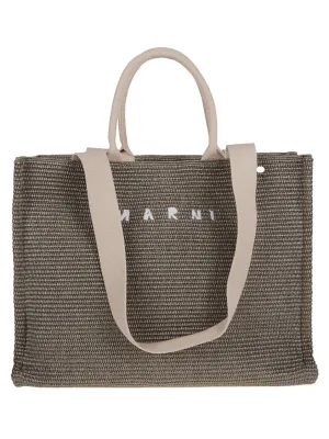Large East/West Tote Bag In Woven Raffia