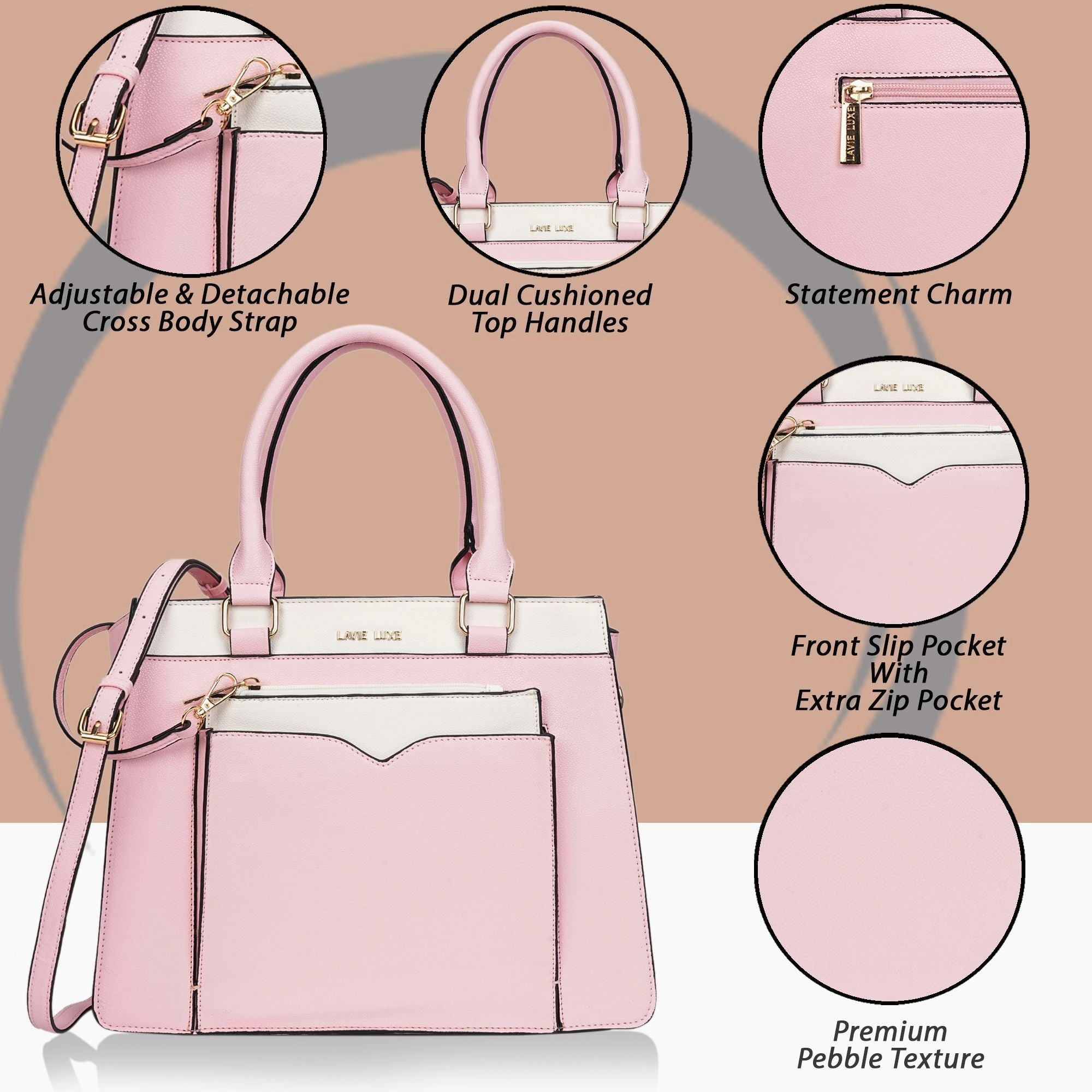 Lavie Luxe Light Pink Medium Women's Yalon23 Satchel Bag