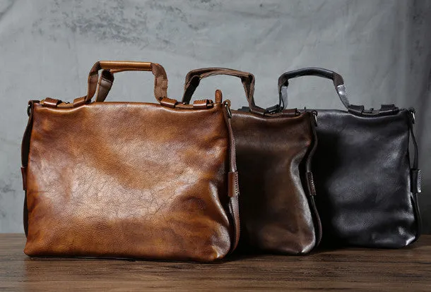 Leather mens Briefcase Shoulder laptop bag Business Bag for Men