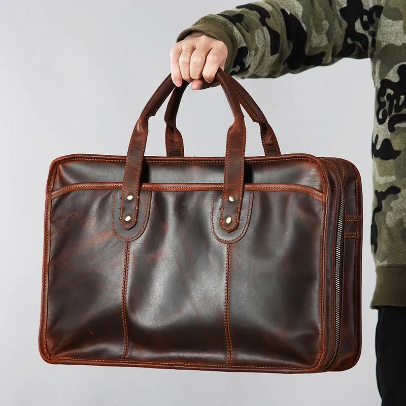 Leather Mens Large Travel Bag Shoulder Bag Laptop Bag Briefcase Weekender Bags for Men