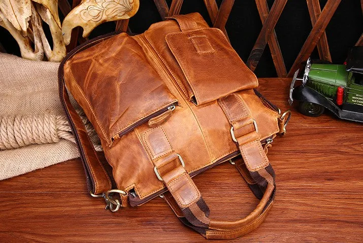 Leather Mens Vintage Briefcase Business Bag Work Bag For Men