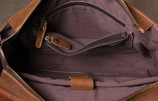 Leather Vintage Mens Briefcase Messenger Bag Work Bags Business Bag for Men