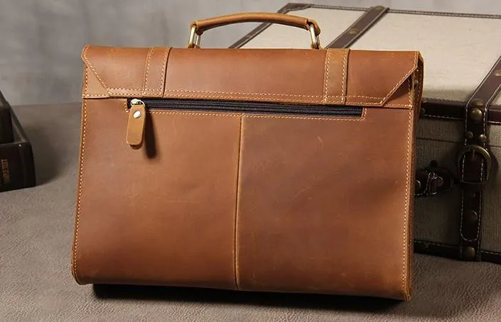Leather Vintage Mens Briefcase Messenger Bag Work Bags Business Bag for Men