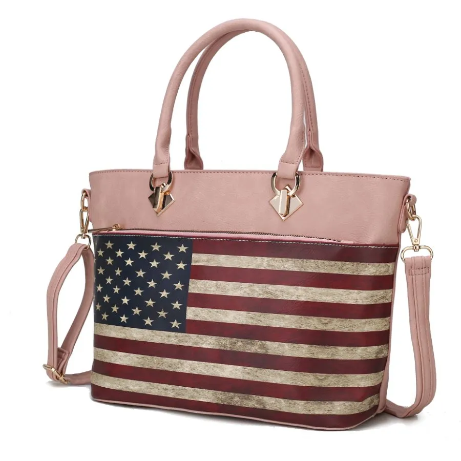 Lilian Vegan Leather Womens FLAG Tote Bag