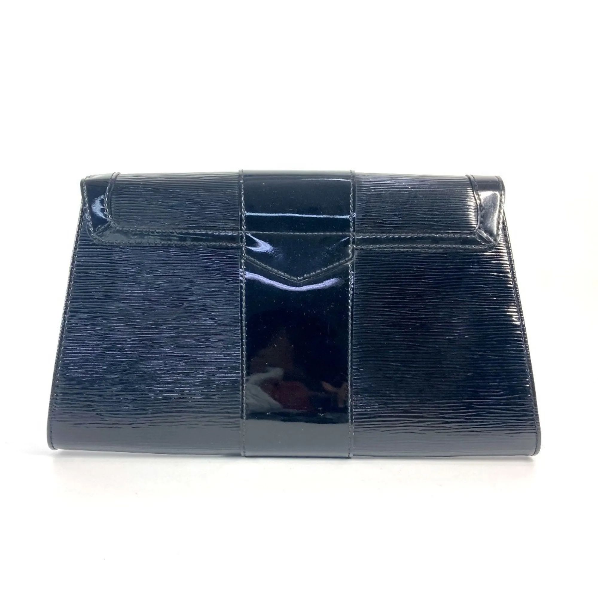 Louis Vuitton Noir Leather Clutch Bag Handbag Shoulder Bag (Pre-Owned)