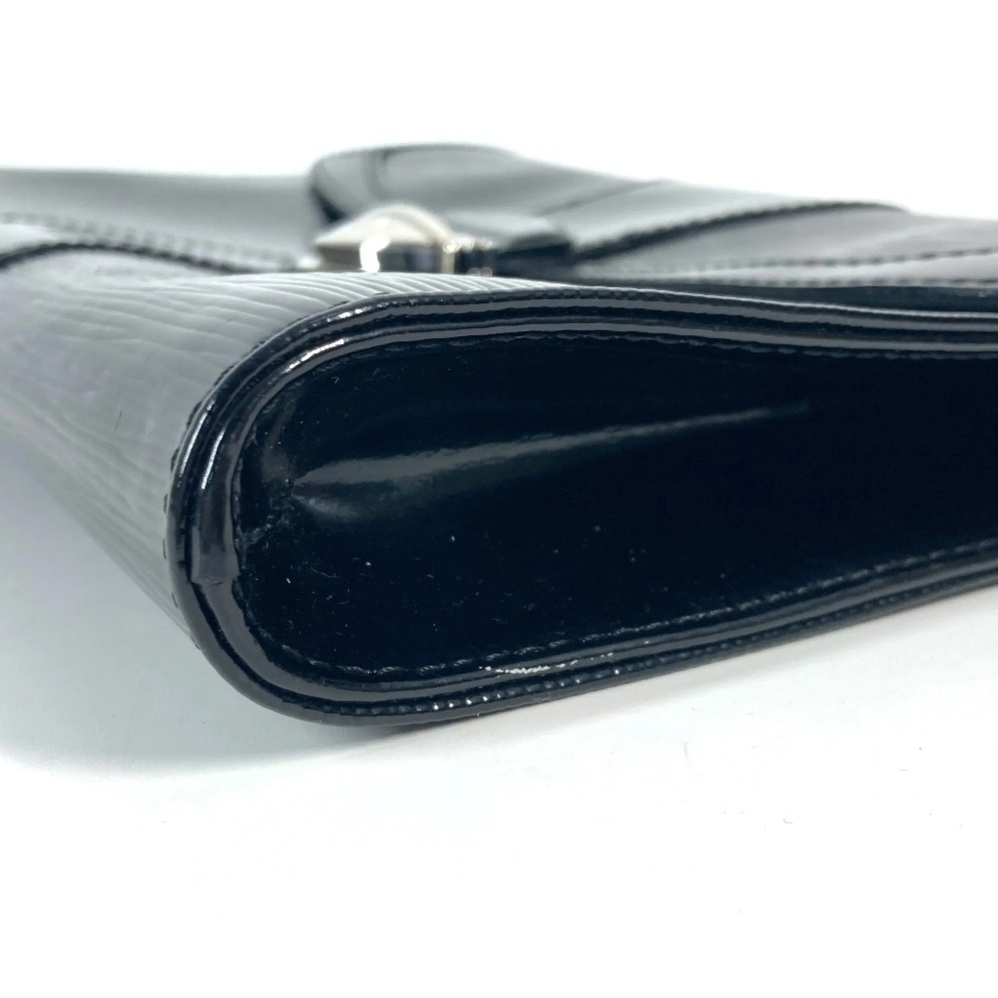 Louis Vuitton Noir Leather Clutch Bag Handbag Shoulder Bag (Pre-Owned)