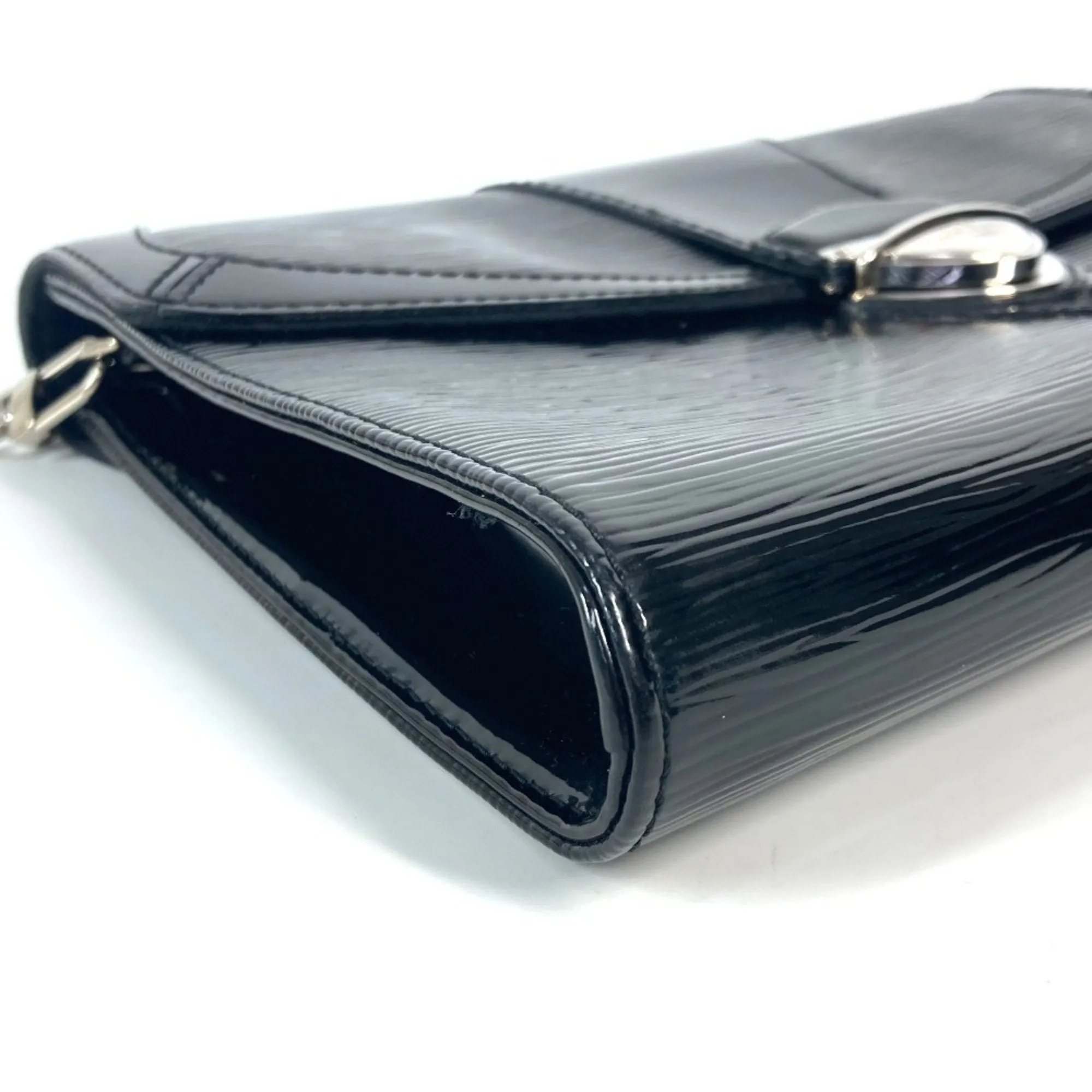 Louis Vuitton Noir Leather Clutch Bag Handbag Shoulder Bag (Pre-Owned)