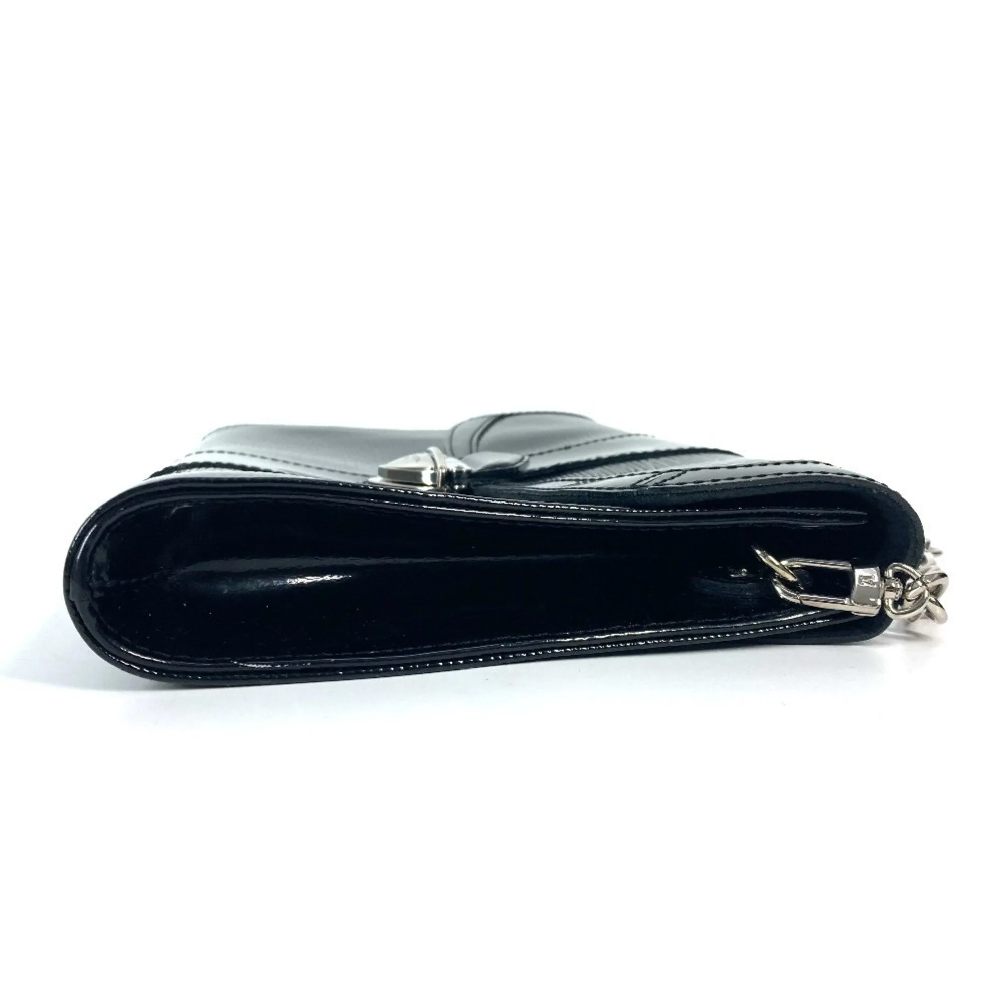 Louis Vuitton Noir Leather Clutch Bag Handbag Shoulder Bag (Pre-Owned)
