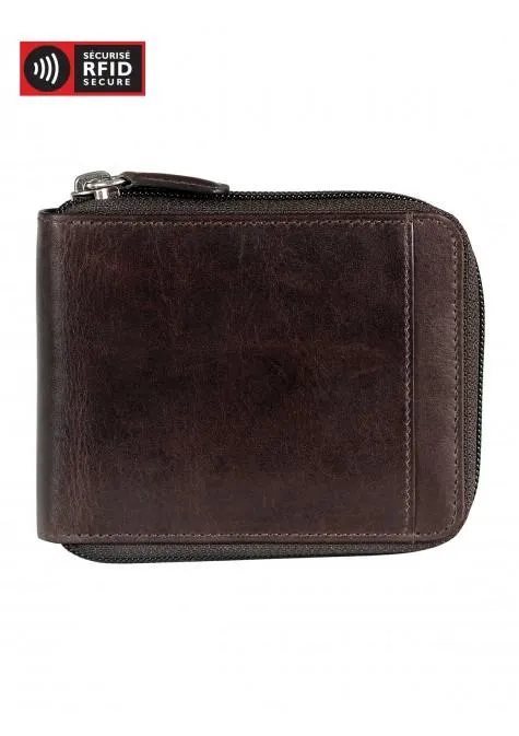 Mancini CASABLANCA Collection Mens Zippered Wallet with Removable Passcase (RFID Secure)