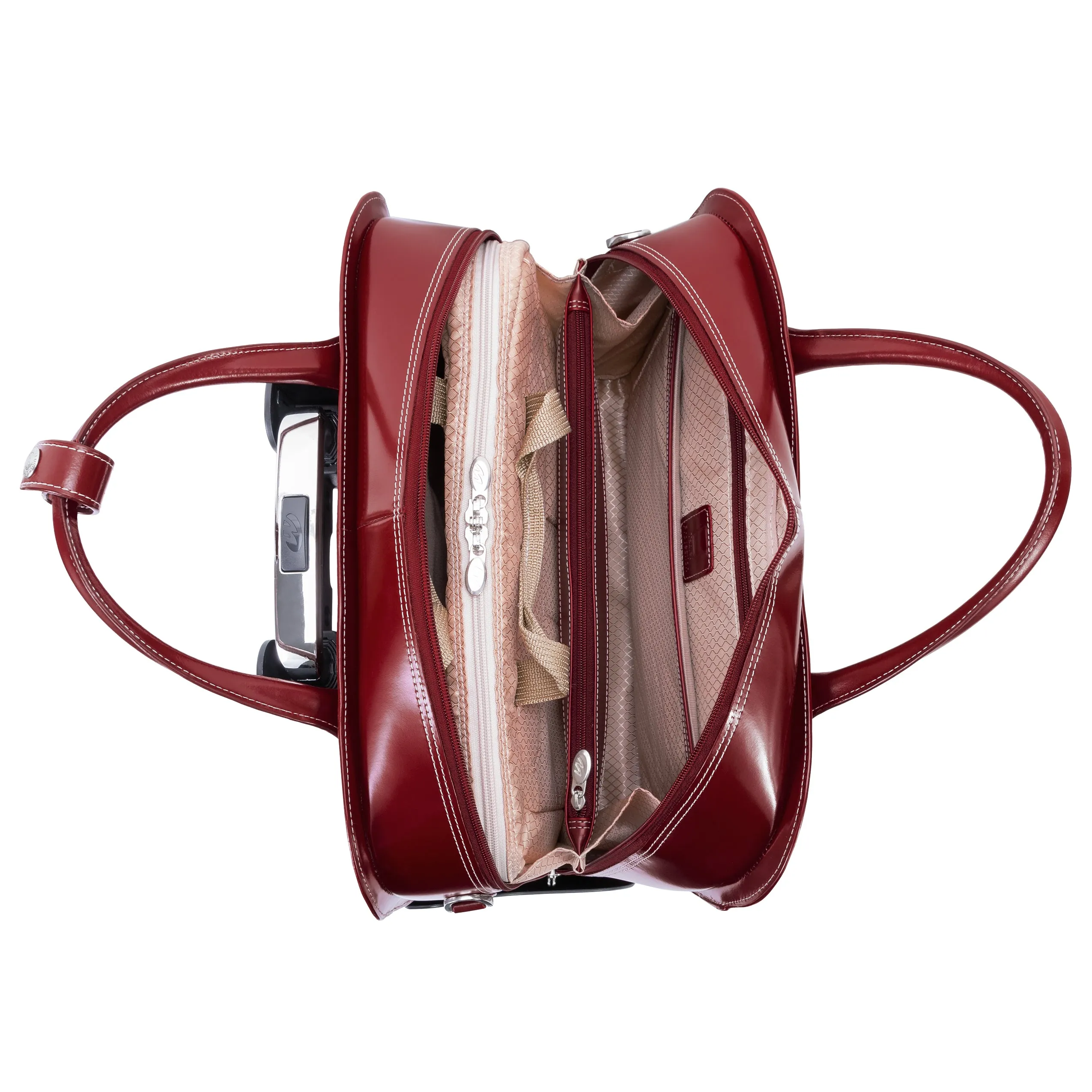McKlein USA Lakewood Ladies' Leather Fly-Through Checkpoint-Friendly Detachable Wheeled Briefcase