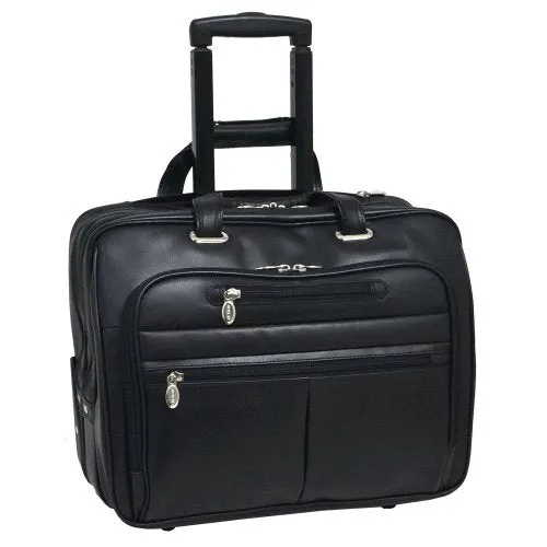 McKlein USA Wrightwood 17" Leather Wheeled Laptop Briefcase
