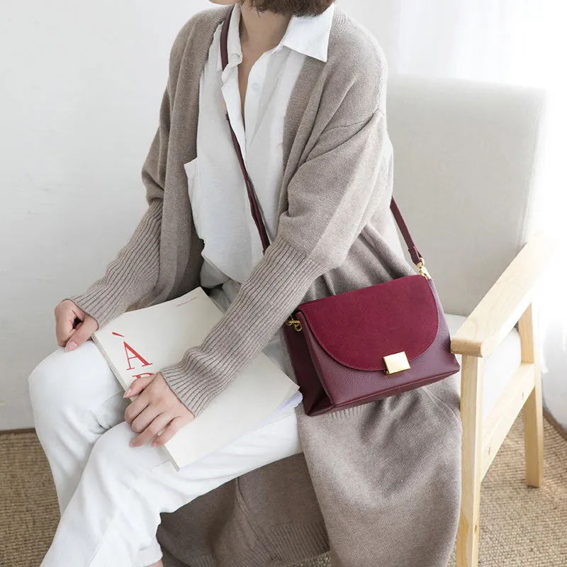 Minimalist Leather Womens Stylish Messenger Crossbody Purse Shoulder Bag for Women
