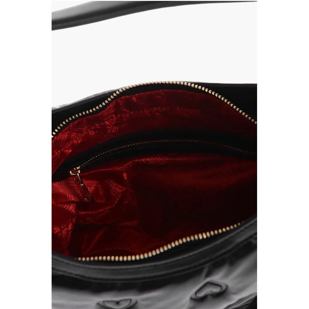 Moschino LOVE Embossed Hearts All Over Faux Leather Hobo Bag