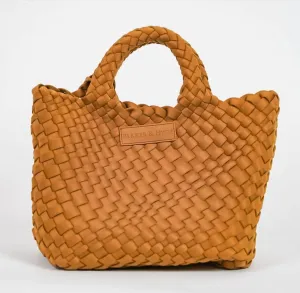 Neoprene Woven Handbag In Camel
