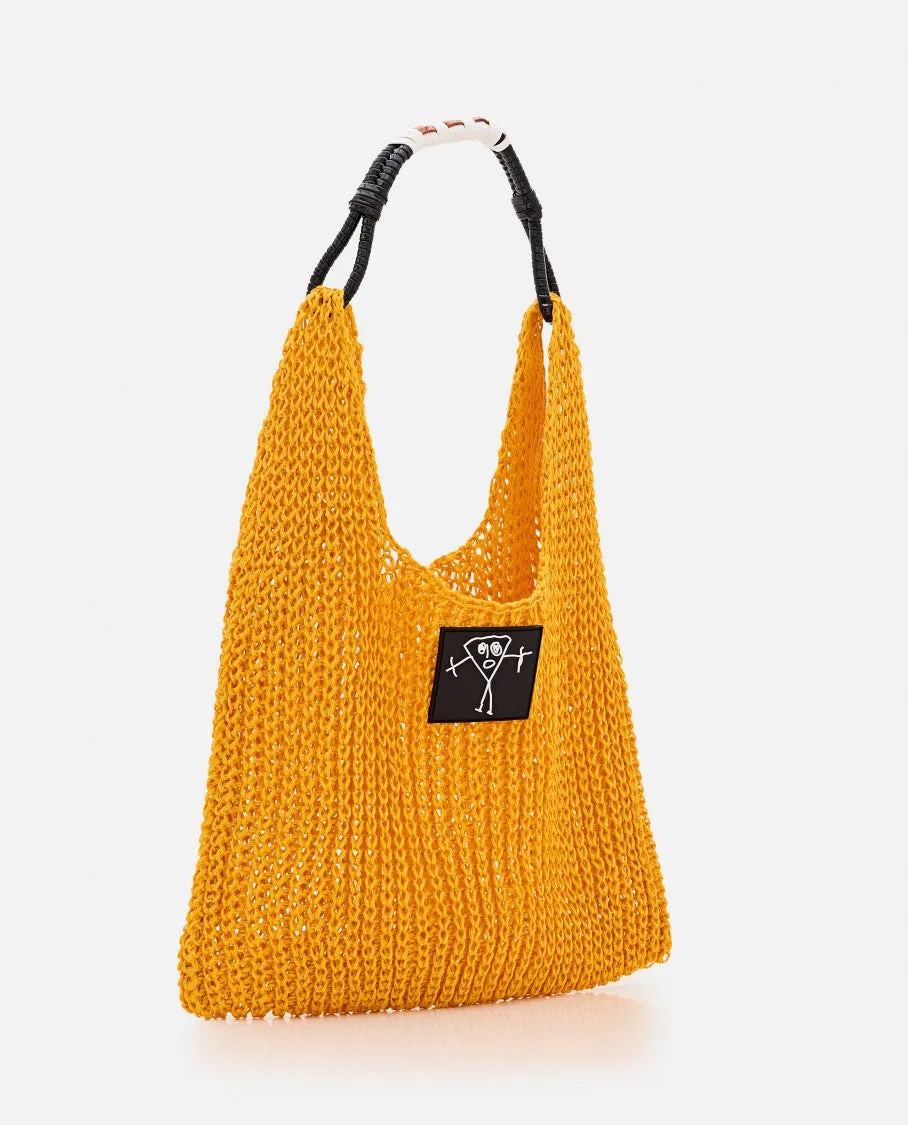 Orange Mesh Shopper Bag