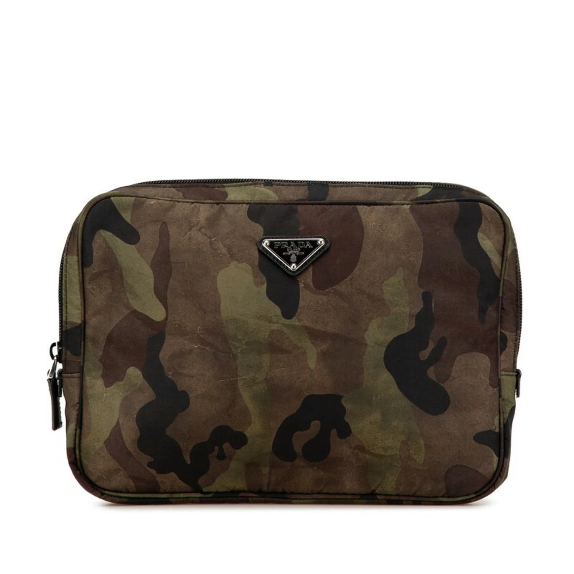 Prada  Nylon Leather Clutch Bag (Pre-Owned)