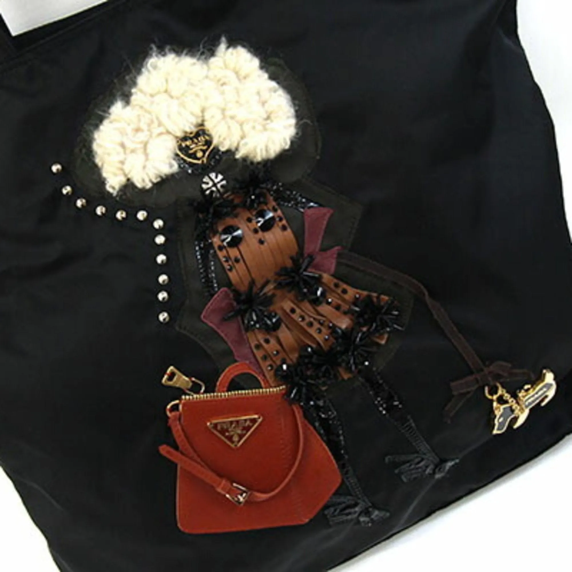 Prada Nylon Leather Tote Bag (Pre-Owned)