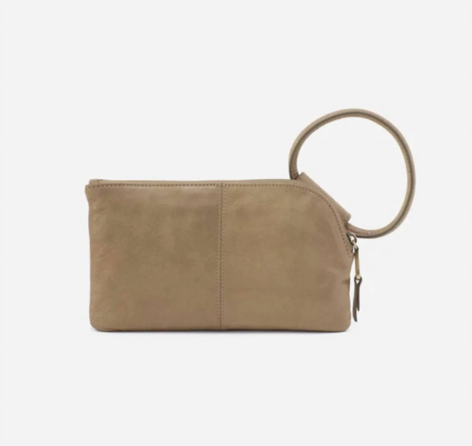 Sable Metallic Leather Wristlet In Burnished Sage