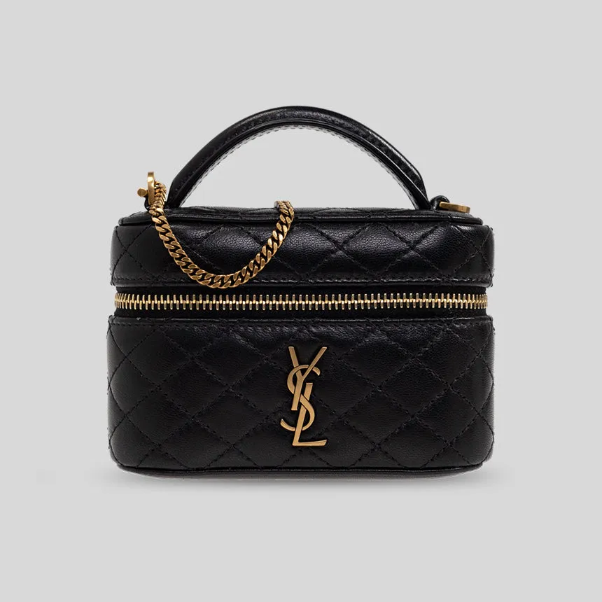 SAINT LAURENT YSL Gaby Micro Vanity Bag In Lambskin Black 8192851EL07