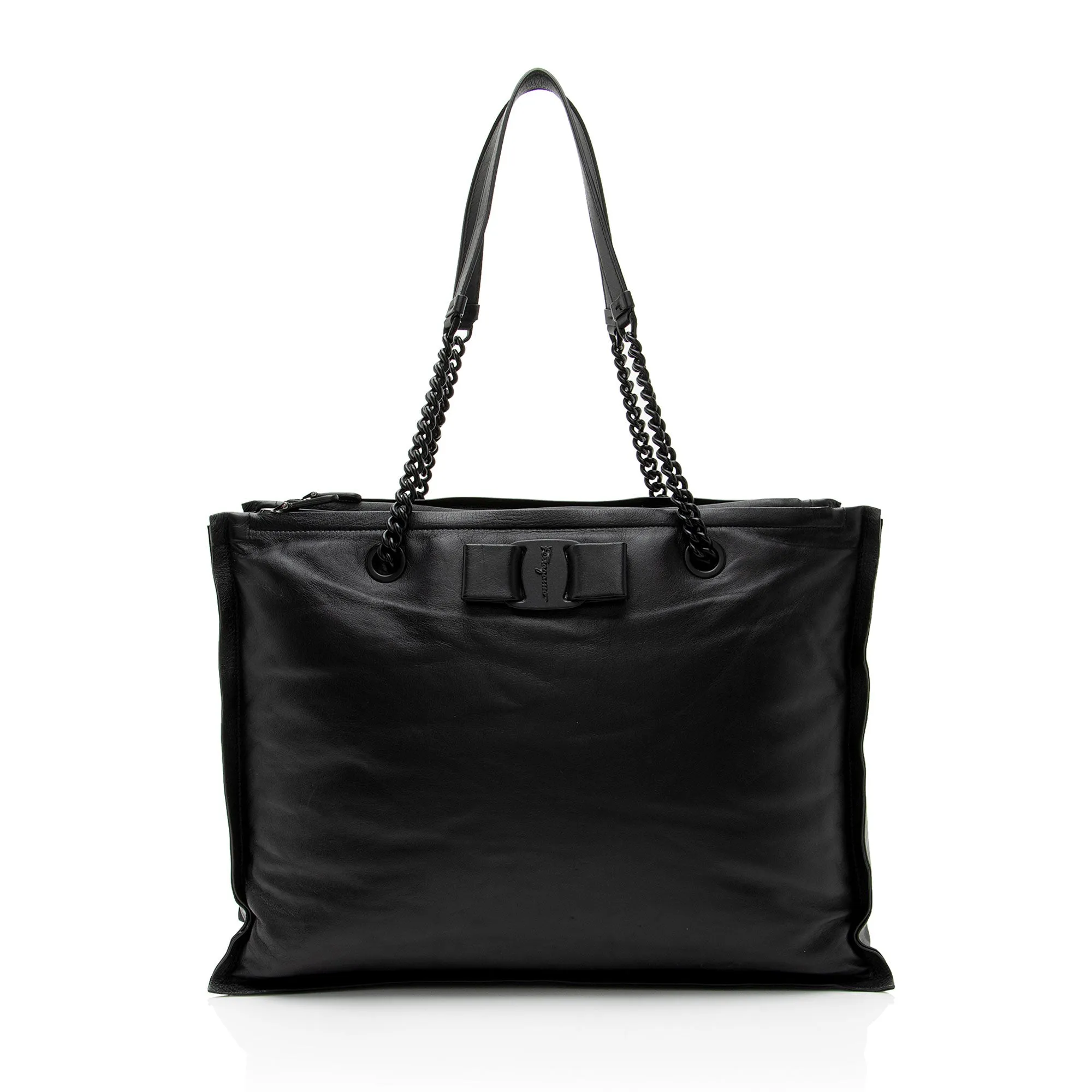 Salvatore Ferragamo Leather Viva Bow Small Tote