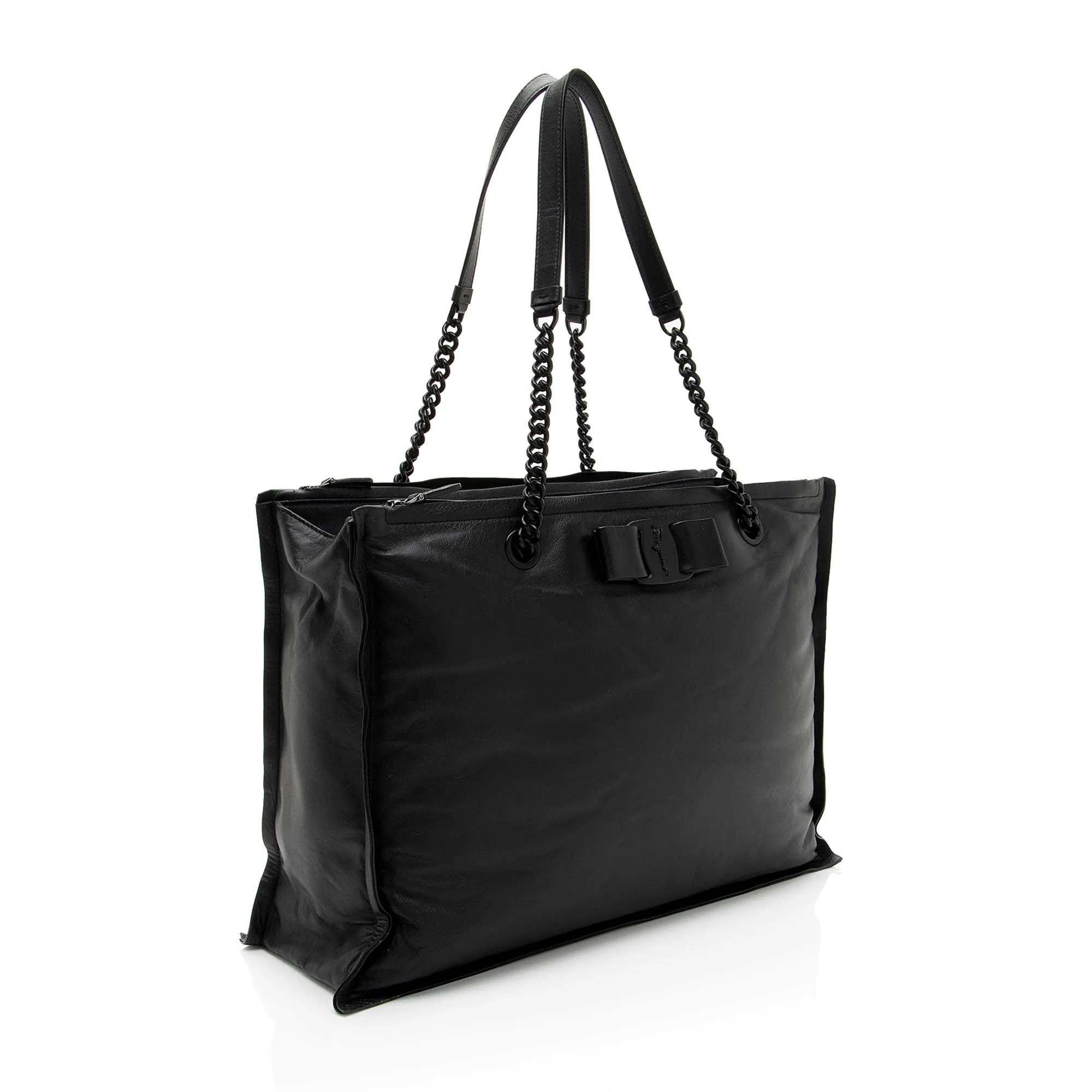 Salvatore Ferragamo Leather Viva Bow Small Tote