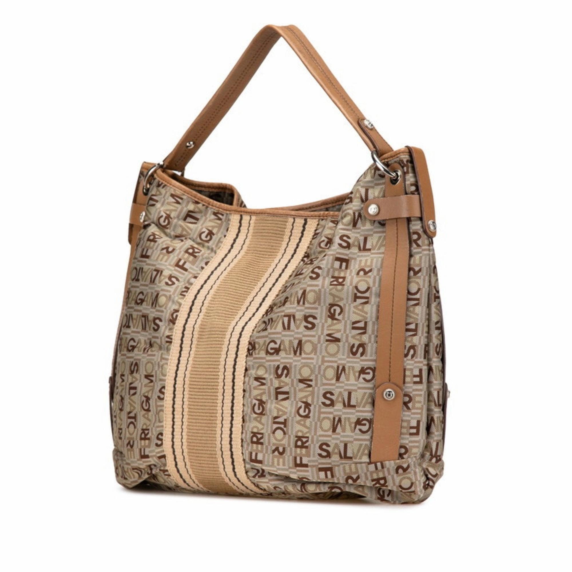 Salvatore Ferragamo Canvas Leather Handbag (Pre-Owned)