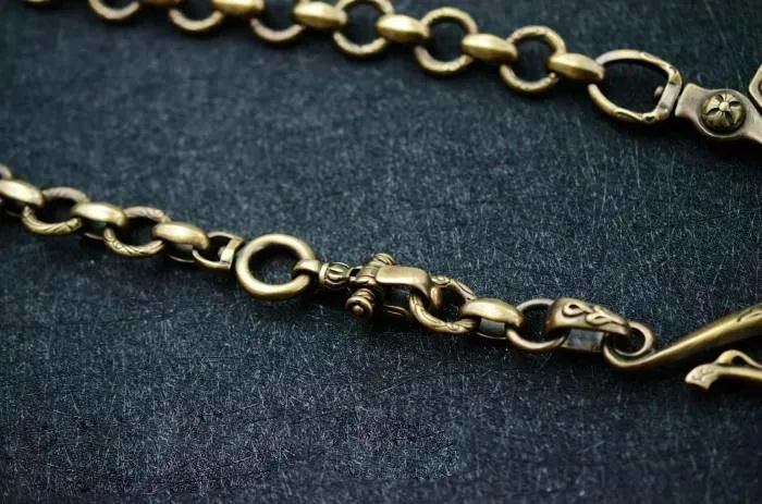 Solid Brass Cool Punk Rock Wallet Chain Biker Trucker Wallets Chains Trucker Wallet Chain for Men