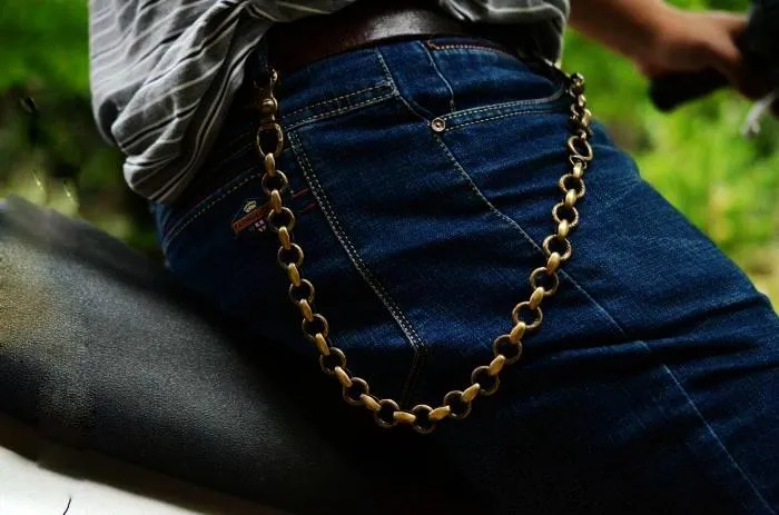Solid Brass Cool Punk Rock Wallet Chain Biker Trucker Wallets Chains Trucker Wallet Chain for Men