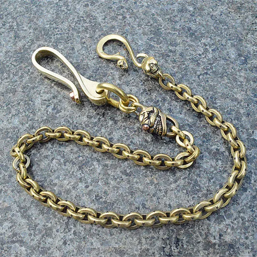 Solid Brass Cool Rock Skull Wallet Chain Biker Wallet Chain Trucker Wallet Chain for Men